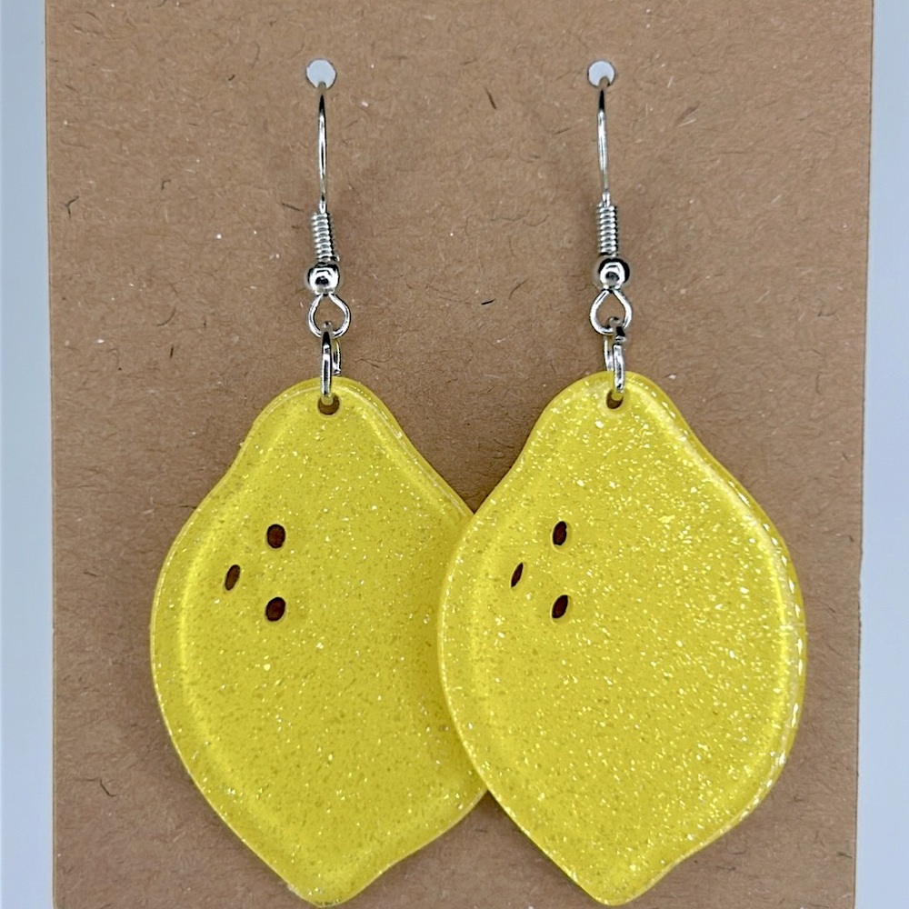 Acrylic Lemon Earrings Cute Summer - Picture 4 of 4